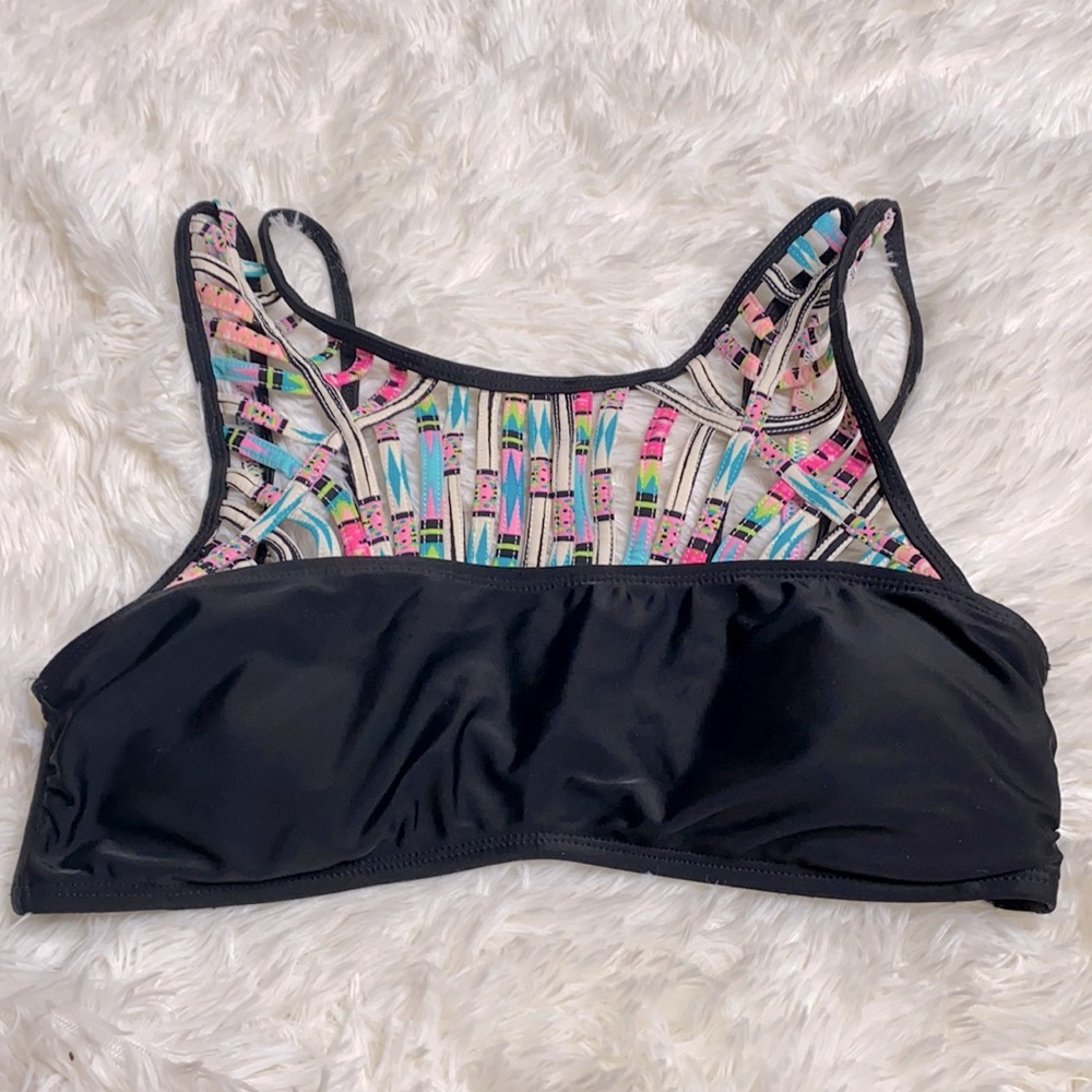 Hobie Black Pink Bikini Swim Top Size Medium